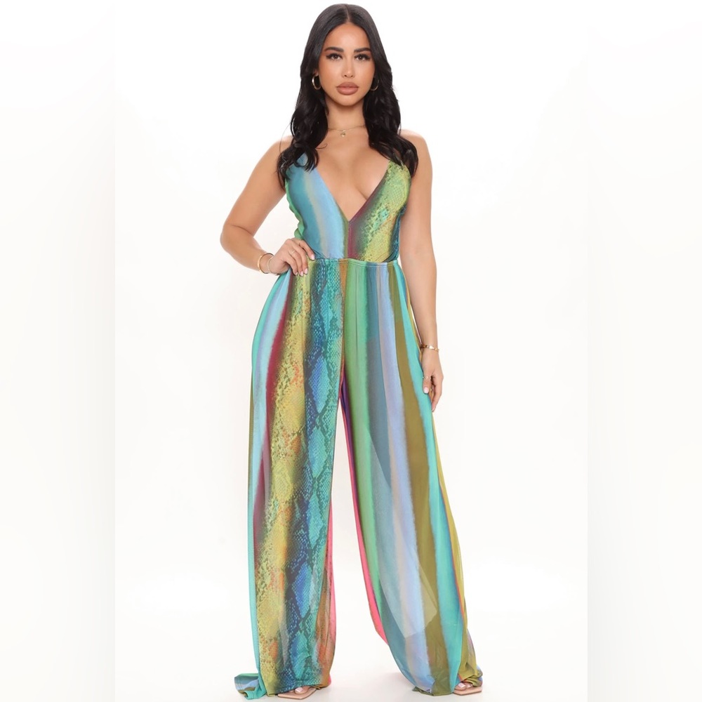 Hissing Around Mesh Jumpsuit - Multi Color